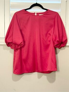 MELLODAY Hot Pink Puff-Sleeve Blouse